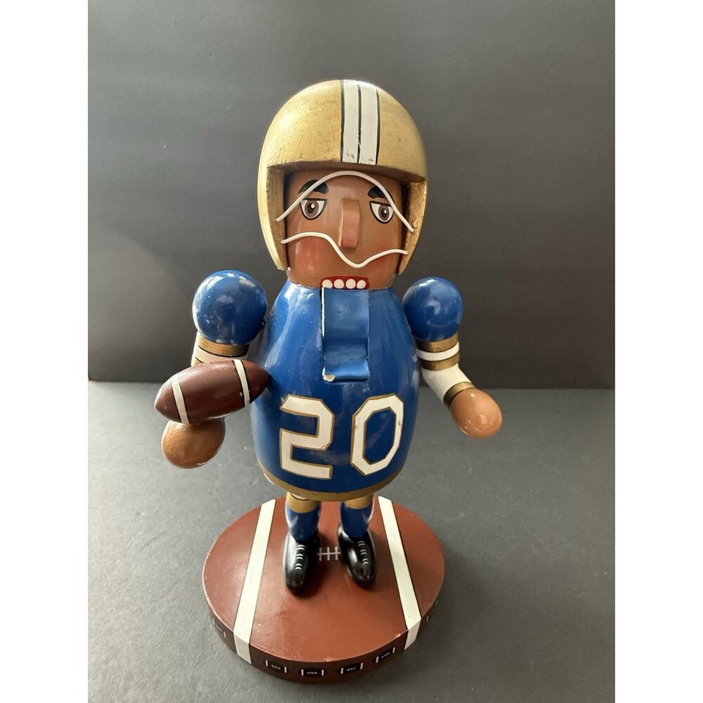 Nutcracker Village Blue Gold Football Player 2001 Sports Fan Academia Athletic